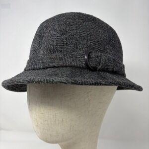 Doria Borsalino Wool Mohair Tweed Cloche Hat Grey Size 57 Made in Italy